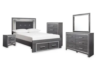 Signature Design by Ashley Lodanna Full Storage Bed, Dresser, Mirror, Chest and Nightstand - B214B59