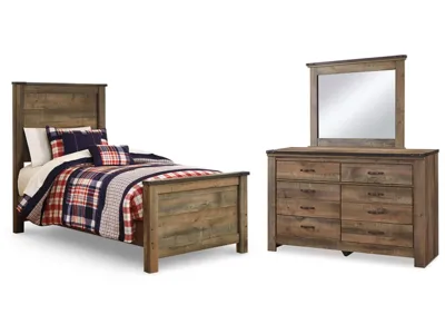 Signature Design by Ashley Trinell Twin Panel Bed, Dresser and Mirror - B446B77
