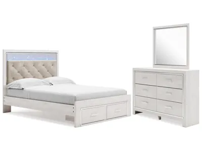 Signature Design by Ashley Altyra Queen Upholstered Panel Storage Bed, Dresser and Mirror - B2640B26