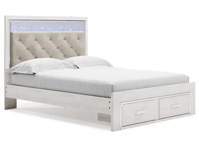 Signature Design by Ashley Altyra Queen Upholstered Panel Storage Bed, Dresser and Mirror - B2640B26