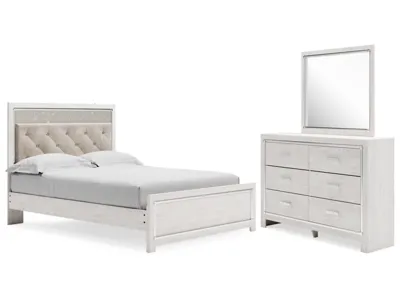Signature Design by Ashley Altyra Queen Upholstered Panel Bed, Dresser and Mirror - B2640B15