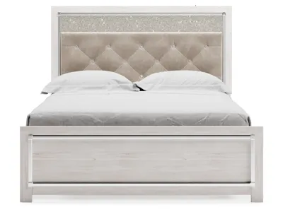 Signature Design by Ashley Altyra Queen Upholstered Panel Bed, Dresser and Mirror - B2640B15