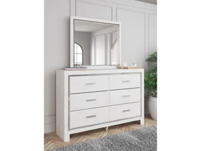 Signature Design by Ashley Altyra Queen Upholstered Panel Bed, Dresser and Mirror - B2640B15