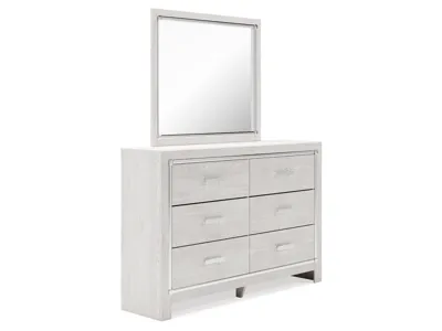 Signature Design by Ashley Altyra Queen Upholstered Panel Bed, Dresser and Mirror - B2640B25