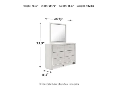 Signature Design by Ashley Altyra Queen Upholstered Panel Bed, Dresser and Mirror - B2640B25