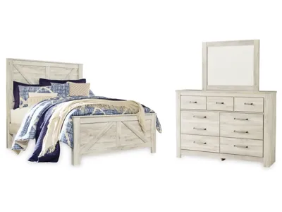 Signature Design by Ashley Bellaby Queen Crossbuck Panel Bed, Dresser and Mirror - B331B7