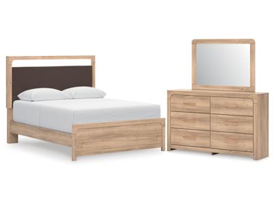 Signature Design by Ashley Kinlanni Queen Upholstered Panel Bed, Dresser and Mirror - PCB1360B13