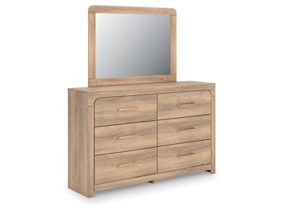 Signature Design by Ashley Kinlanni Queen Upholstered Panel Bed, Dresser and Mirror - PCB1360B13
