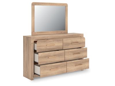 Signature Design by Ashley Kinlanni Queen Upholstered Panel Bed, Dresser and Mirror - PCB1360B13
