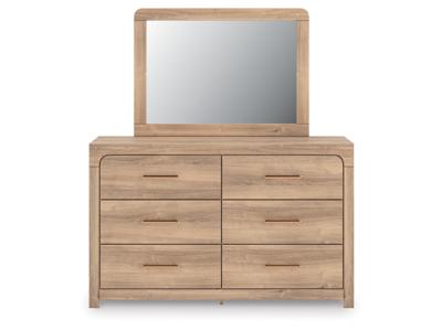 Signature Design by Ashley Kinlanni Queen Upholstered Panel Bed, Dresser and Mirror - PCB1360B7