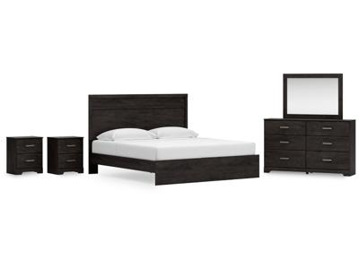 Signature Design by Ashley Belachime King Panel Bed, Dresser Mirror and 2 Nightstands - B2589B21
