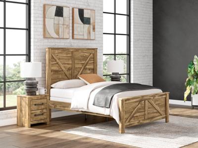 Signature Design by Ashley Maystonna Queen Crossbuck Panel Bed, Dresser, Mirror and Nightstand - PCB1580B8