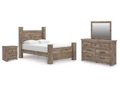 Signature Design by Ashley Rusticott Queen Poster Bed, Dresser, Mirror and Nightstand - PCB2260B13
