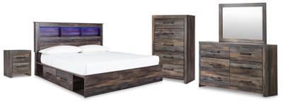 Signature Design by Ashley Drystan King Bookcase Storage Bed, Dresser, Mirror, Chest and Nightstand - B211B126