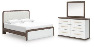 Signature Design by Ashley Kendanport King Upholstered Bed, Dresser and Mirror - PCB1108B14