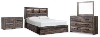Signature Design by Ashley Drystan Queen Bookcase Storage Bed, Dresser, Mirror and 2 Nightstands - B211B125