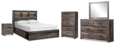 Signature Design by Ashley Drystan Queen Bookcase Storage Bed, Dresser, Mirror, Chest and Nightstand - B211B129