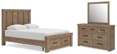 Signature Design by Ashley Oliandon Queen Panel Storage Bed, Dresser and Mirror - PCB2844B5