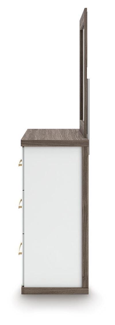 Signature Design by Ashley Kendanport King Upholstered Bed, Dresser, Mirror and Chest - B1108B16