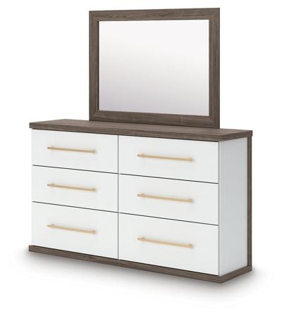 Signature Design by Ashley Kendanport King Upholstered Bed, Dresser, Mirror and Chest - B1108B16