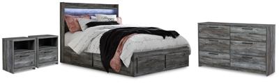 Signature Design by Ashley Baystorm Queen Panel Bed with Storage, Dresser and 2 Nightstands - B221B103