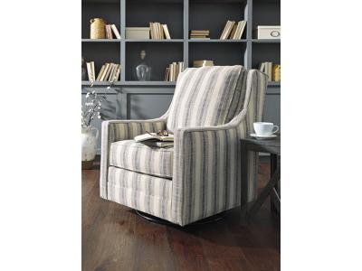 Signature Design by Ashley Kambria Swivel Glider Accent Chair in Ivory/Black - A3000207