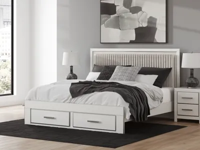 Signature Design by Ashley Zuraleus King Upholstered Panel Platform Storage Bed - PCB3381B9