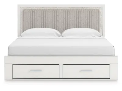 Signature Design by Ashley Zuraleus King Upholstered Panel Platform Storage Bed - PCB3381B9