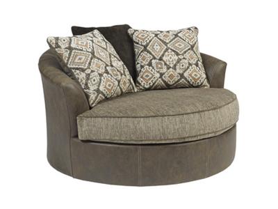 Benchcraft Abalone Oversized Swivel Accent Chair in Chocolate - 9130221