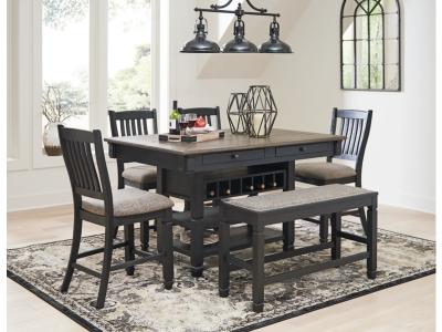 Signature Design by Ashley Tyler Creek Counter Height Dining Table and 4 Barstools and Bench - D736D8