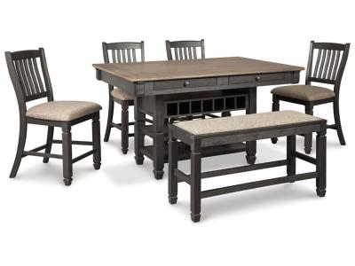 Signature Design by Ashley Tyler Creek Counter Height Dining Table and 4 Barstools and Bench - D736D8