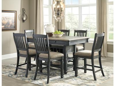 Signature Design by Ashley Tyler Creek Counter Height Dining Table and 6 Barstools - D736D5