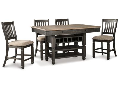 Signature Design by Ashley Tyler Creek Counter Height Dining Table and 4 Barstools with Server - D736D10