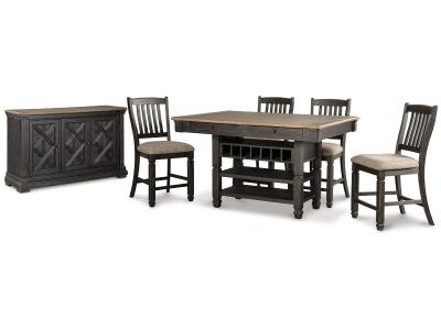 Signature Design by Ashley Tyler Creek Counter Height Dining Table and 4 Barstools with Server - D736D10