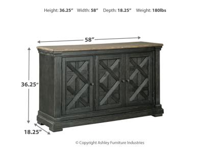 Signature Design by Ashley Tyler Creek Counter Height Table with 4 Barstools, Server and Display Cabinet - D736D13
