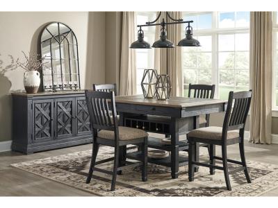 Signature Design by Ashley Tyler Creek Counter Height Table with 4 Barstools, Server and Display Cabinet - D736D13