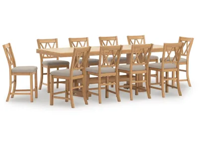 Signature Design by Ashley Havonplane Counter Height Dining Table and 10 Barstools - D773D3