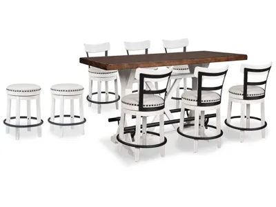 Signature Design by Ashley Valebeck Counter Height Dining Table and 8 Barstools - D546D30