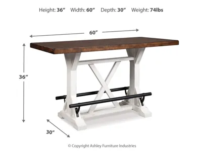 Signature Design by Ashley Valebeck Counter Height Dining Table, 6 Barstools and Server - D546D32