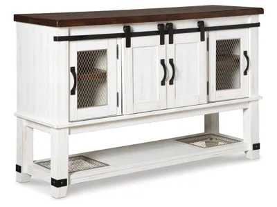 Signature Design by Ashley Valebeck Counter Height Dining Table, 6 Barstools and Server - D546D32