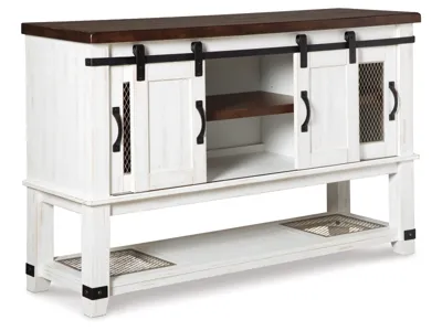 Signature Design by Ashley Valebeck Counter Height Dining Table, 6 Barstools and Server - D546D32