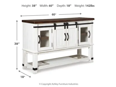 Signature Design by Ashley Valebeck Counter Height Dining Table, 6 Barstools and Server - D546D32