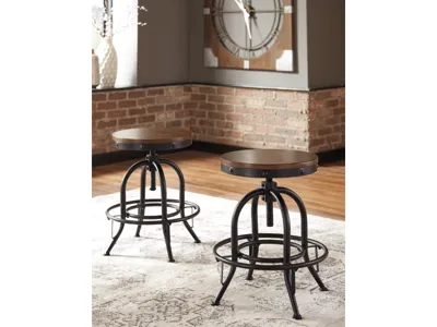 Signature Design by Ashley Valebeck Counter Height Dining Table, 6 Barstools and Server - D546D32