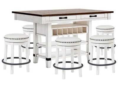 Signature Design by Ashley Valebeck Counter Height Dining Table and 6 Barstools - D546D33