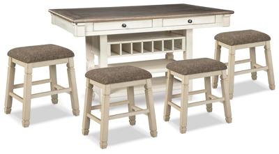 Signature Design by Ashley Bolanburg Counter Height Dining Table and 4 Barstools - D647D41