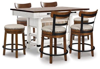 Signature Design by Ashley Valebeck Counter Height Dining Table and 6 Barstools - D546D36