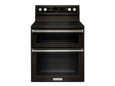 30" KitchenAid 6.7 Cu. Ft. 5 Burner Electric Double Oven Convection Range - YKFED500EBS