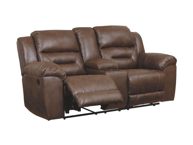Signature Design by Ashley Stoneland DBL Rec Loveseat w/Console in Chocolate - 3990494