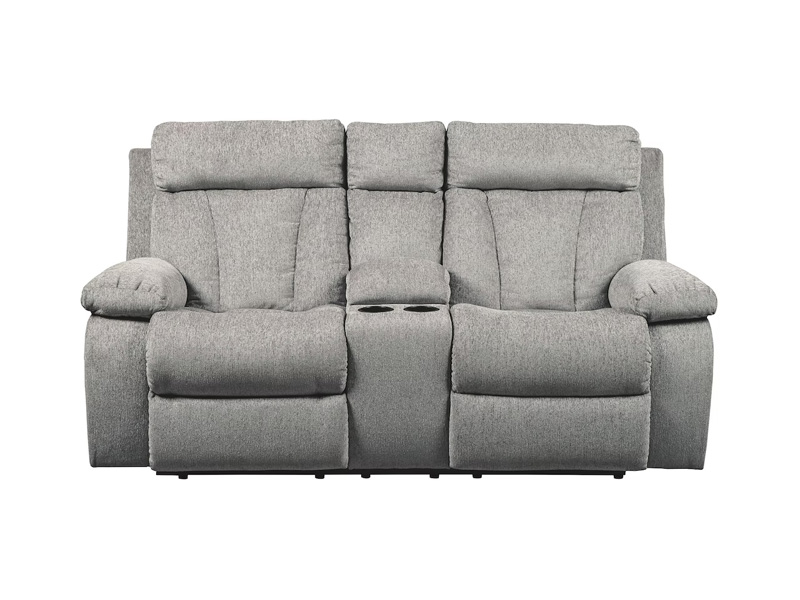 Signature Design by Ashley Mitchiner DBL Rec Loveseat w/Console in Fog - 7620494