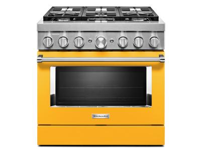 36" KitchenAid 5.1 Cu. Ft. Smart Commercial-Style Dual Fuel Range With 6 Burners In Yellow Pepper - KFDC506JYP